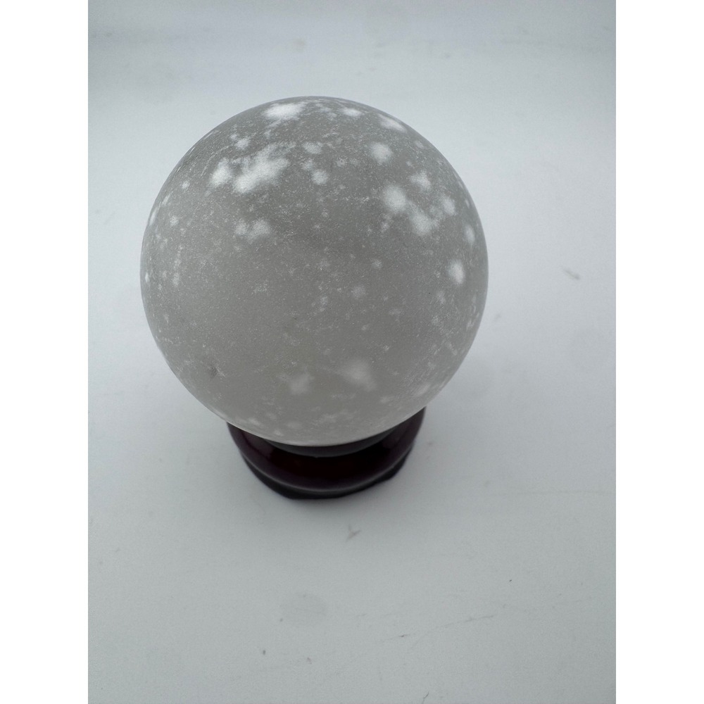 Snowflake Angelite Sphere 2 Inch Polished Crystal Ball Blue Gray White 7.5oz
